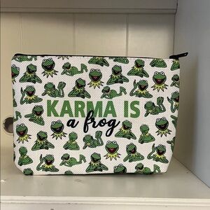 Karma Is A Frog Zip Pouch - Kermit Print